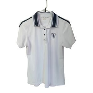 Peter Millar-Perth Performance Golf Polo-Stretch‎ Knit-White-Navy-Women-M